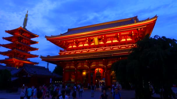 Asakusa Tokyo Japonya Eylül 2017 Sensoji Beş Katlı Pagoda Houzoumon — Stok video
