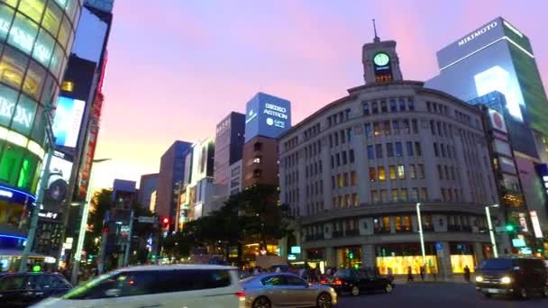 Tokio Japonsko Září 2017 Rotace Ginzy Tokijského Japonska Ginza Jedním — Stock video