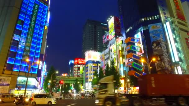 Tokyo Japan September 2017 Side Tracking Shot Akihabara Shopping Area — Stock Video