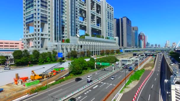 Tokyo Japan September 2017 Buildings Odaiba Shuto Expressway Tokyo Japan — Stock Video