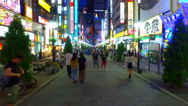 日本东京 2017年9月19日 黄昏时分在日本东京新宿的哥斯拉路 街道两边都排满了居酒屋酒吧和餐馆 — 图库视频影像