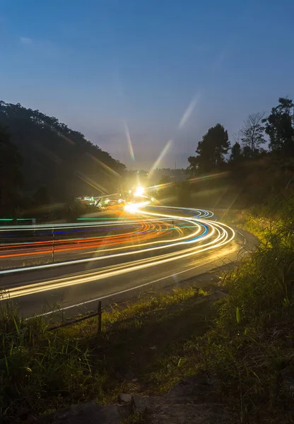 highway rails of vehicles lights during rush hour and sunset