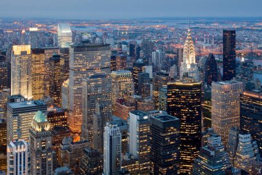 Empire State 'ten Manhattan' ın gökdelenlerinde gün batımı