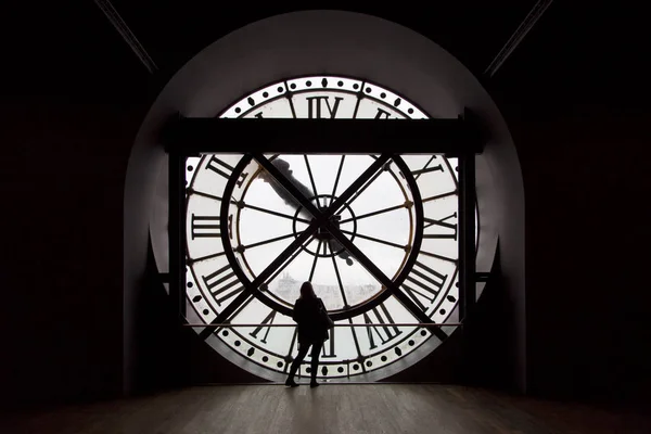 Interior showing the clock from the restaurant in the Musee D\'Orsay in Paris, Ile De France, France.