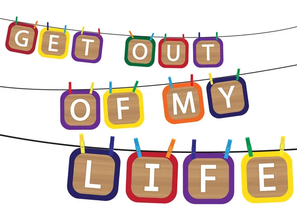 Get Out of My Life Kids Blocks Washing Line — стоковый вектор