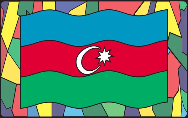 阿塞拜疆国旗彩绘玻璃上 — 图库矢量图片