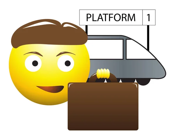 Homem de negócios Commuter Emoticon —  Vetores de Stock