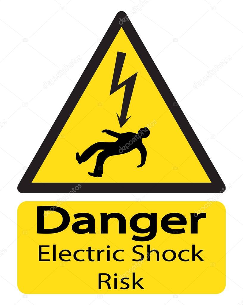 Electric Shock Risk Sign With Man