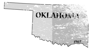 Oklahoma eyalet ve Tarih harita Grunged