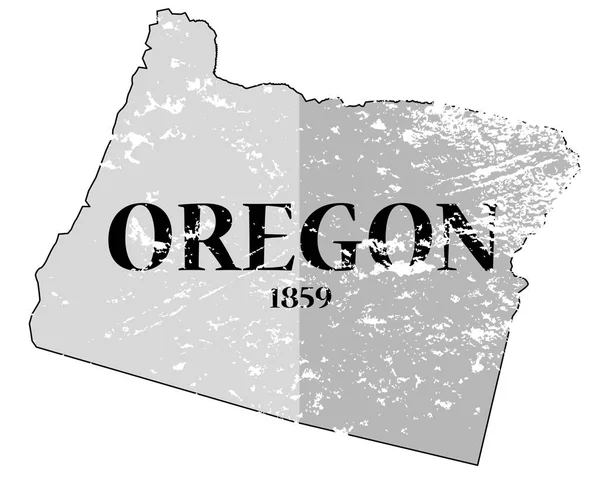 Estado de Oregon e Data Grunged — Vetor de Stock