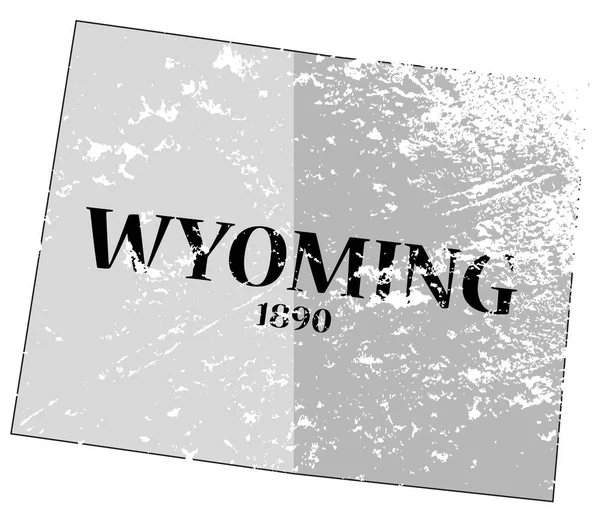 Wyoming Estado e Data Mapa Grunged — Vetor de Stock