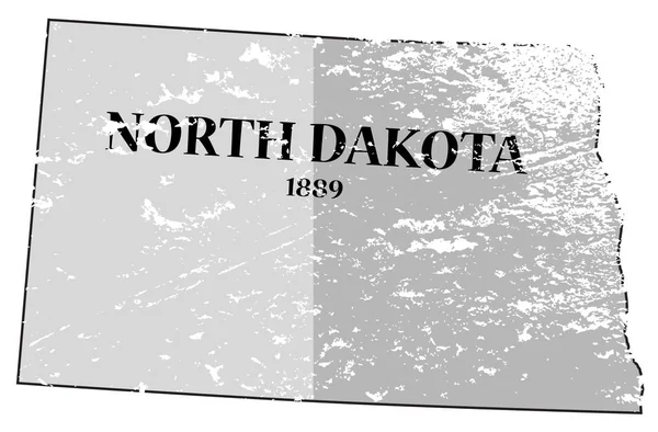 Dakota do Norte Estado e Data Mapa Grunged — Vetor de Stock