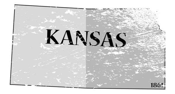 Estado do Kansas e mapa de data Grunged — Vetor de Stock