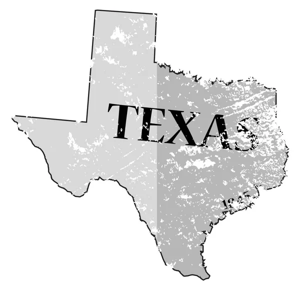 得克萨斯州和日期地图 Grunged — 图库矢量图片