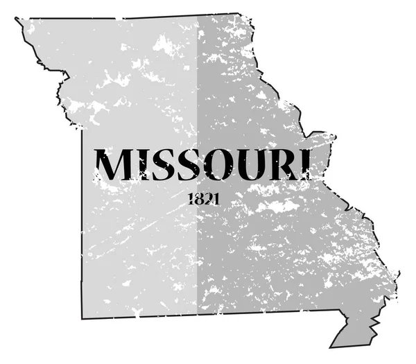 Estado do Missouri e mapa de data Grunged — Vetor de Stock