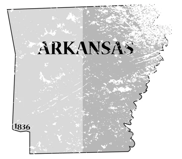 Arkansas Estado e Data Mapa Grunged —  Vetores de Stock