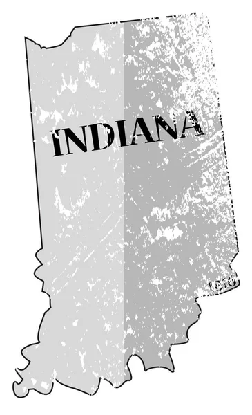 Indiana State e data mappa Grunged — Vettoriale Stock