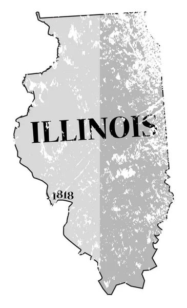 Illinois State en datum kaart Grunged — Stockvector