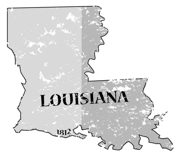 Louisiana State en datum kaart Grunged — Stockvector