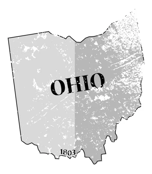 Ohio State e data mappa Grunged — Vettoriale Stock