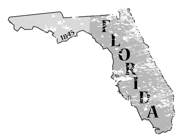 Florida State en datum kaart Grunged — Stockvector