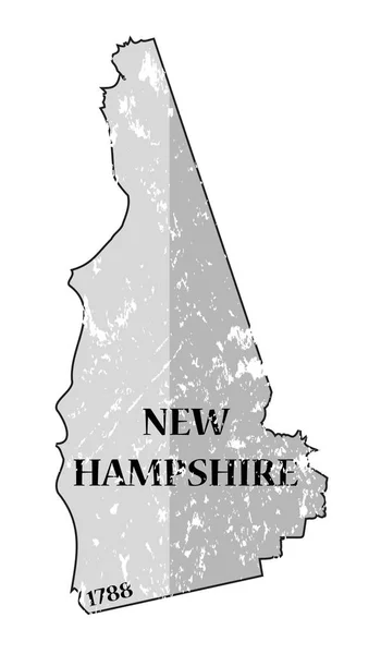 New Hampshire State and Date Map Grunged — Stock Vector