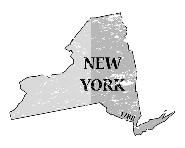 État de New York et date Carte Grunged — Image vectorielle