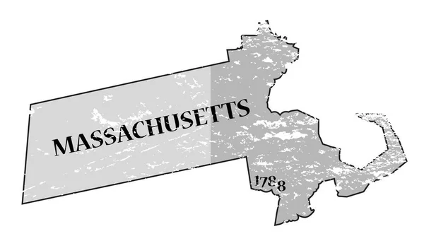 Гранжевая карта штата Массачусетс и даты — стоковый вектор