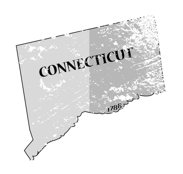 Státu Connecticut a datum mapa Grunged — Stockový vektor
