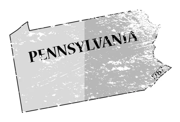 Estado de Pensilvania y fecha Mapa Grunged — Vector de stock