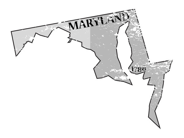 Maryland State and Date Map Grunged