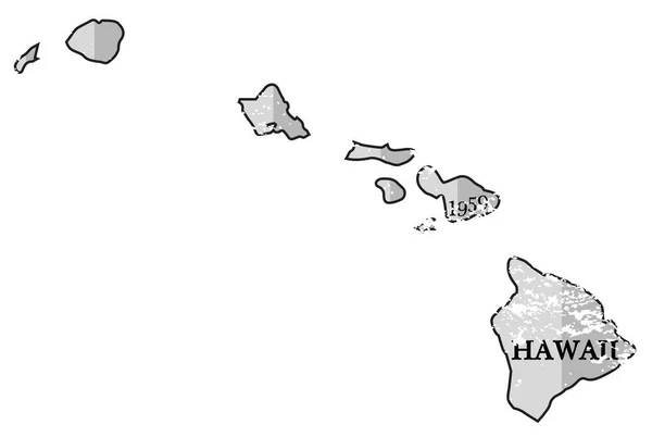 ハワイ州と Grunged 日マップ — ストックベクタ