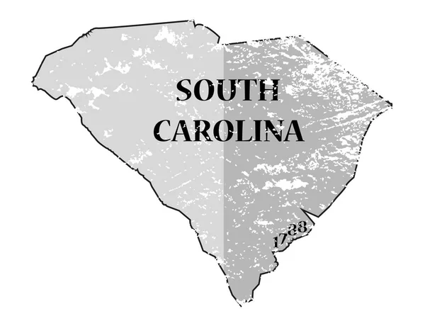 Estado de Carolina del Sur y fecha Mapa Grunged — Vector de stock
