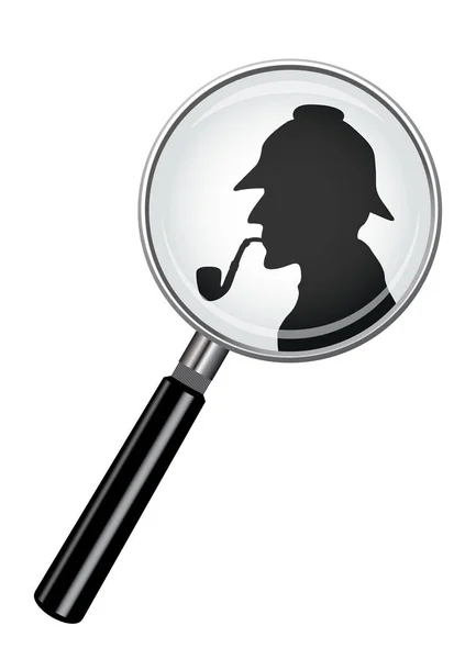 Sherlock Holmes en lupa — Archivo Imágenes Vectoriales