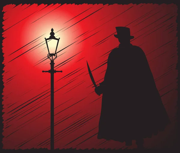 Jack The Ripper In The Light Scribble Grunged — Stock Vector