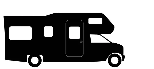 Retro RV Camper Van Silhouette — Stock Vector