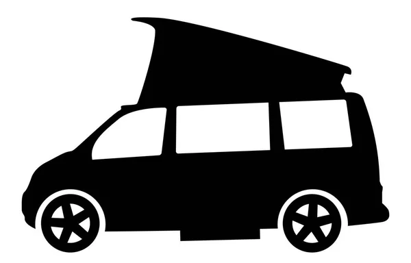 Modern RV Camper Van Silhouette — Stock Vector