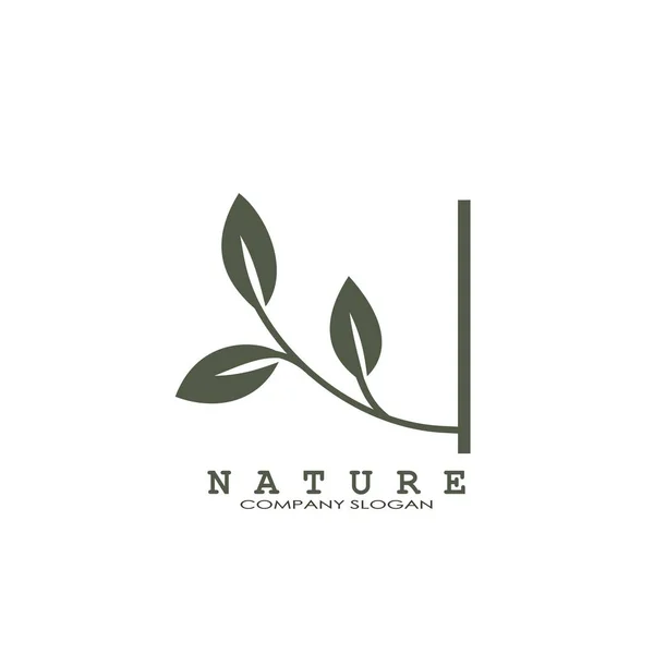 Folha Floral Natureza Verde Design Vetor Logotipo Para Identidade Inicial — Vetor de Stock