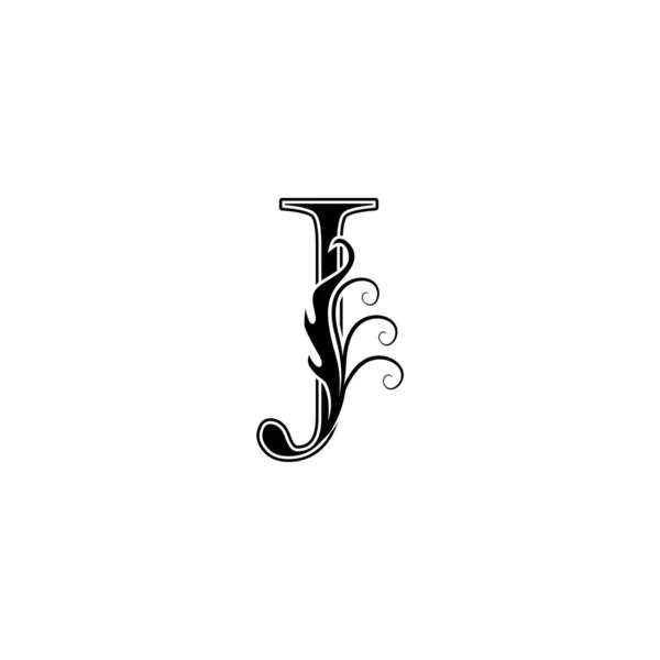 Monogram Luxury Letter Jのロゴアイコン ヴィンテージデザインのコンセプト花の葉初期 高級ビジネス ホテル 結婚式サービスなどのブランドアイデンティティ — ストックベクタ