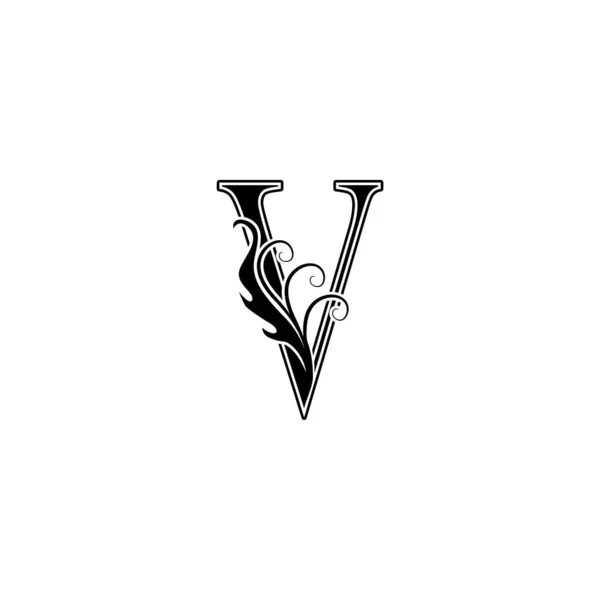 Monograma Luxury Letter Logo Icon Vintage Design Concept Floral Leaves — Vetor de Stock