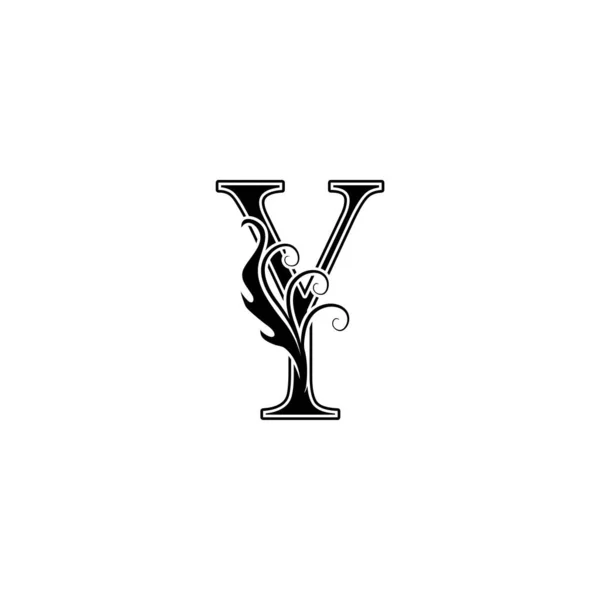 Μονόγραμμα Luxury Letter Λογότυπο Εικονίδιο Vintage Σχεδιασμό Έννοια Floral Φύλλα — Διανυσματικό Αρχείο