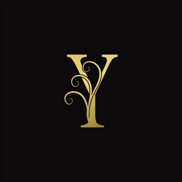 Golden Initial Letter Icono Logotipo Lujo Elegante Concepto Diseño Vintage — Vector de stock