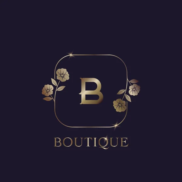 B Letter Logo Luxury Boutique, vector design concept floral flower frame for fashion or boutique business.