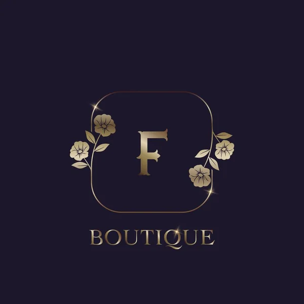 Letter Logo Luxury Boutique Concetto Design Vettoriale Floreale Cornice Floreale — Vettoriale Stock