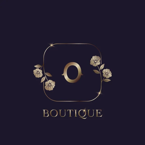 Carta Logo Boutique Lujo Concepto Diseño Vectorial Floral Marco Flores — Archivo Imágenes Vectoriales