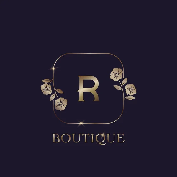 Letter Logo Luxury Boutique Vektor Design Konzept Blumenrahmen Für Mode — Stockvektor