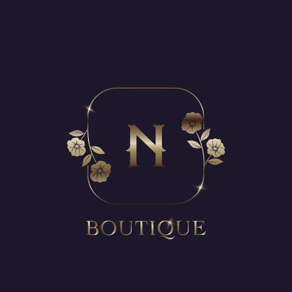 Logotipo Carta Boutique Luxo Conceito Projeto Vetor Moldura Floral Flor —  Vetores de Stock