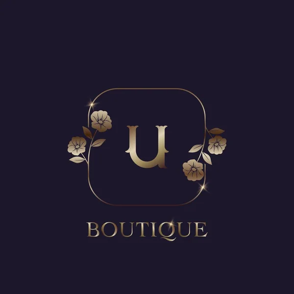 List Logo Luxury Boutique Wektor Koncepcji Projektowania Kwiatowa Ramka Kwiat — Wektor stockowy