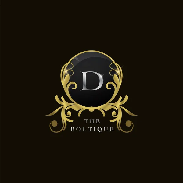 Letra Golden Circle Shield Luxury Boutique Logo Concepto Diseño Vectorial — Archivo Imágenes Vectoriales