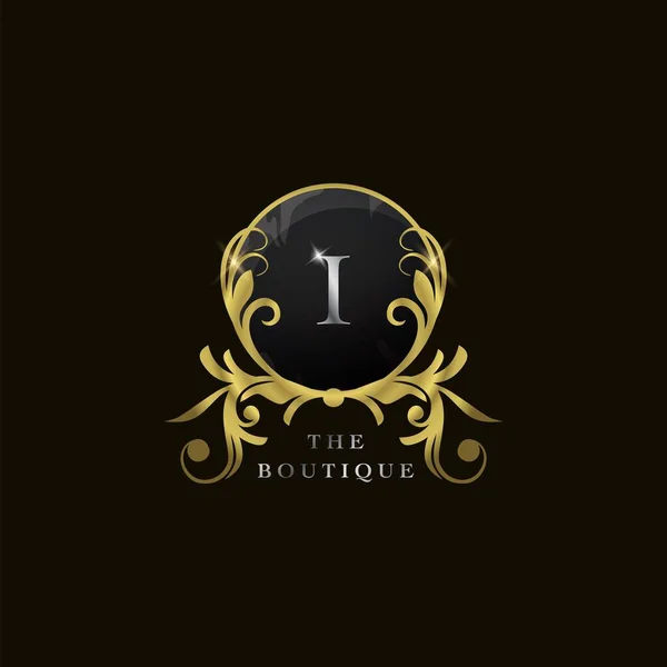 Carta Golden Circle Shield Luxury Boutique Logo Concepto Diseño Vectorial — Archivo Imágenes Vectoriales